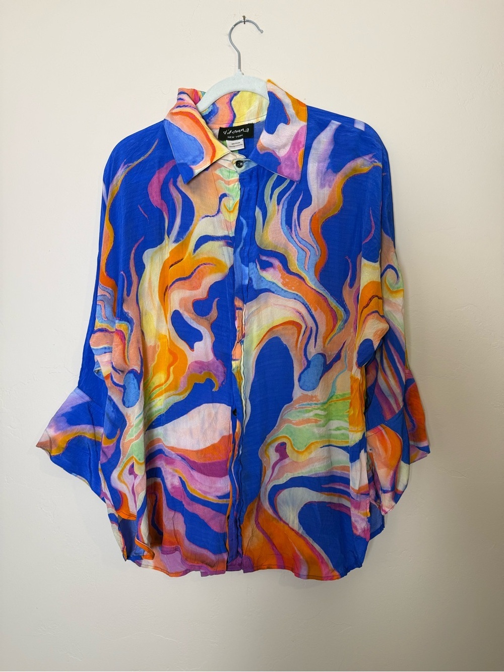 Dilemma New York silky "Big Shirt" georgia okeefe wearable art tie dye one size